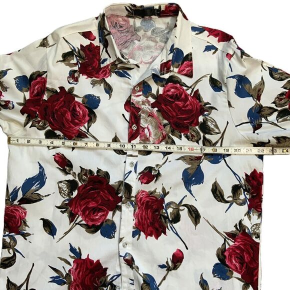 Womens White Multi Floral Print Long Sleeve Button Up Cottagecore Shirt Small - Picture 8 of 13